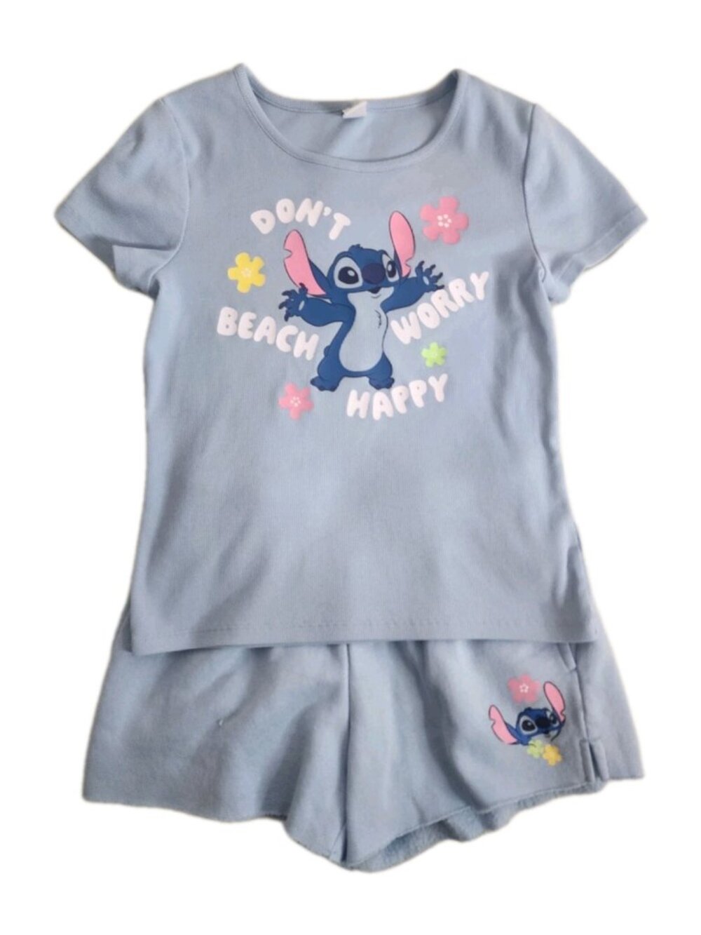 Girl's Disney Old Navy Stitch Graphic T & Shorts Set Don't Worry Beach Happy  XL